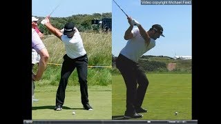 Jon Rahm golf swing  Long Iron faceon amp downtheline July 2017 [upl. by Ayocat]