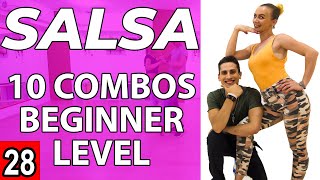 Salsa Tutorial 28 10 beginner salsa patternscombos  by MariusampElena 2020 [upl. by Bibeau]