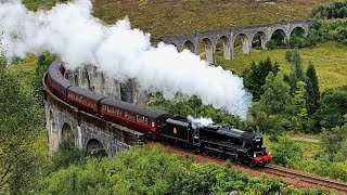 The Jacobite Steam Train whistles over Glenfinnan Viaduct  45407 The Lancashire Fusilier [upl. by Elyk]