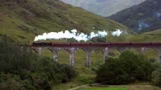 Harry Potters Hogwarts Express The Jacobite Steam Train on the Glenfinnan Viaduct Bridge [upl. by Ahsilef]