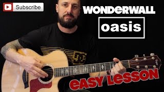 How to play Oasis Wonderwall easy beginners lesson [upl. by Quirk238]