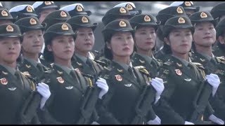 Female soldiers march during Chinas National Day celebrations [upl. by Maryann]