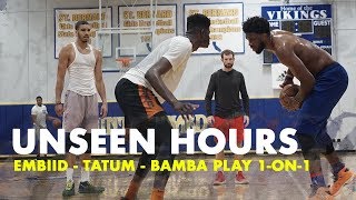 Joel Embiid Jayson Tatum amp Mo Bamba Play 1 on 1  Unseen Hours Ep 10 [upl. by Oludoet580]