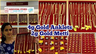 4g Gold Golusu 2g Gold Metti  Dailywear gold anklets leg chains amp gold toe rings  Saravana Stores [upl. by Ayet]