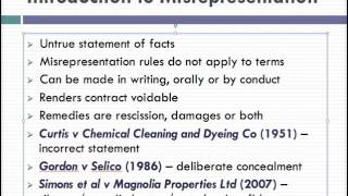 Misrepresentation Lecture 1 of 4 [upl. by Brightman]