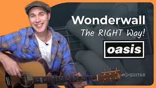 Oasis Wonderwall Guitar Lesson  Correct Strumming [upl. by Yzdnil]