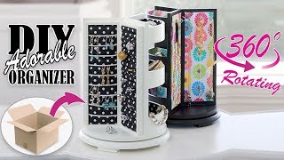 DIY ROTATING JEWELLERY ORGANIZER ADORABLE IDEA  Cute Organizer Tutorial [upl. by Anemolif774]